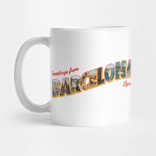 Greetings from Barcelona in Spain vintage style retro souvenir Mug